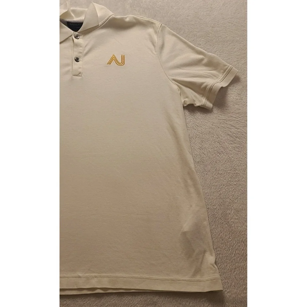 Banana Republic Luxury Touch Polo Shirt Men's XL White Standard Fit Gold N Logo